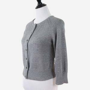 Sundance Size M Metallic Knit Crop Cardigan Sweater Button Gray